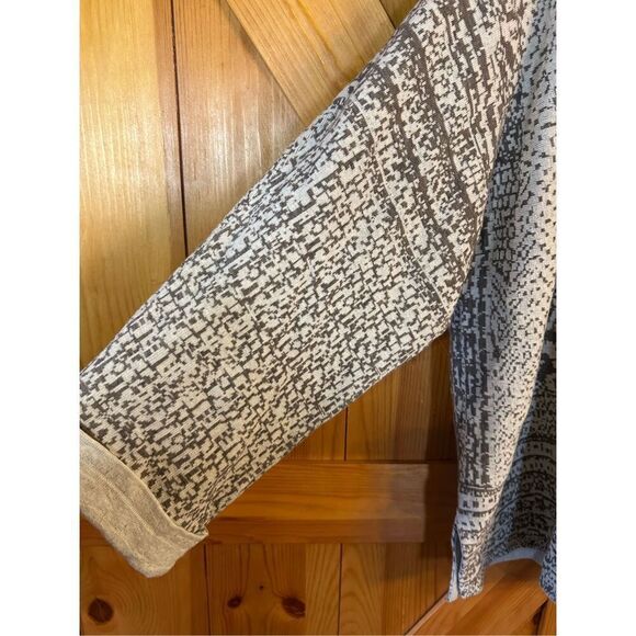 Pure Jill J. Jill Cream Brown Jacquard Open Front Cardigan Sweater Size Small (0 - Picture 2 of 5